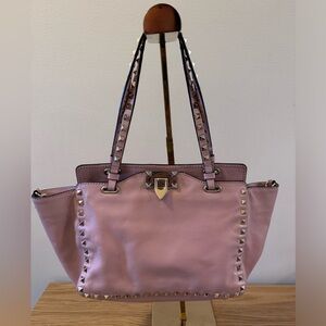 Authentic Valentino Rockstud Pink Tote with Detachable Strap